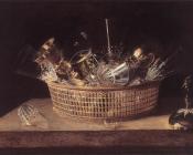 Still Life Of Glasses In A Basket - 塞巴斯蒂安·斯托斯科夫